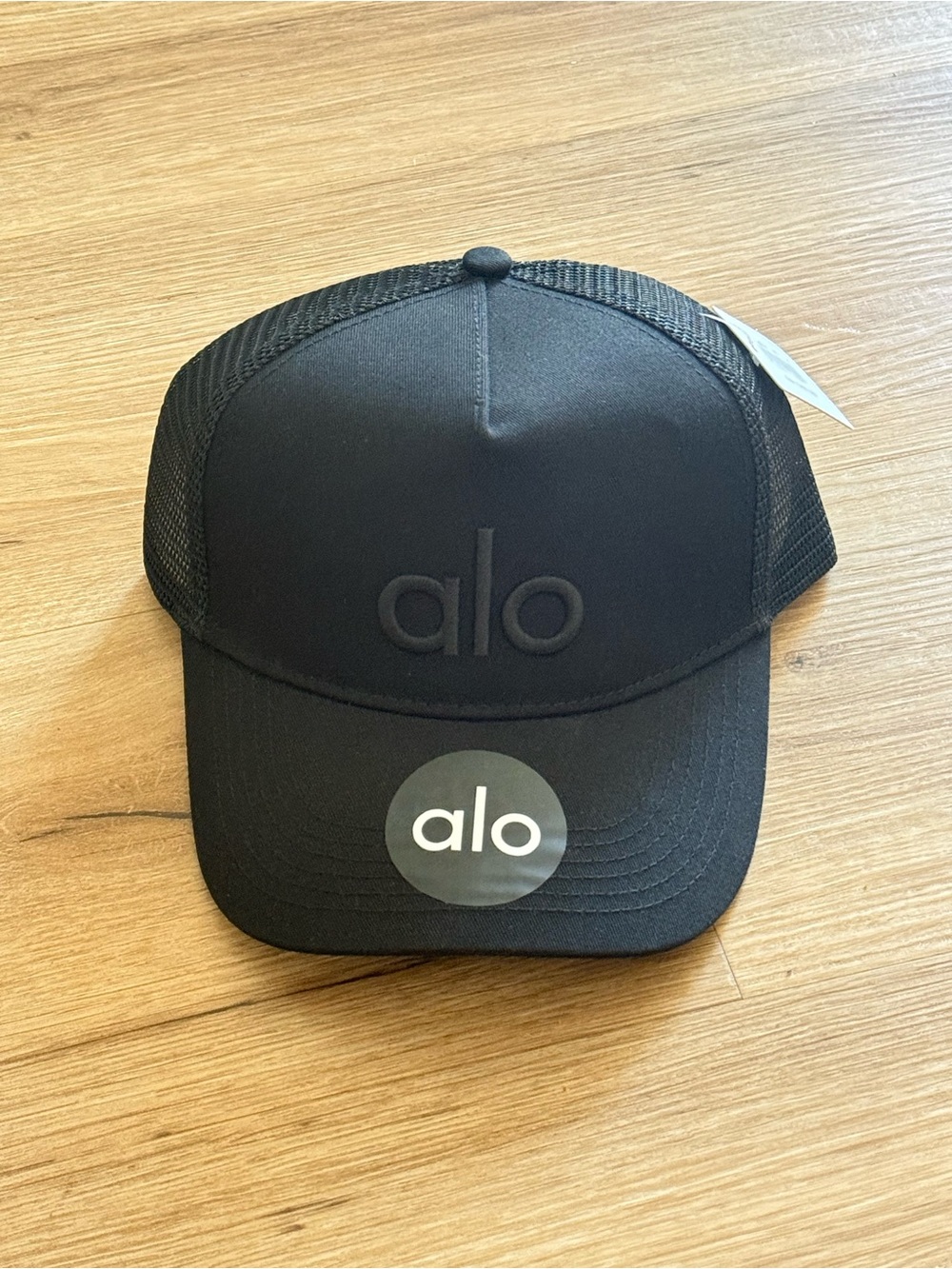 ALO Yoga Black Trucker Hat with Raised Logo